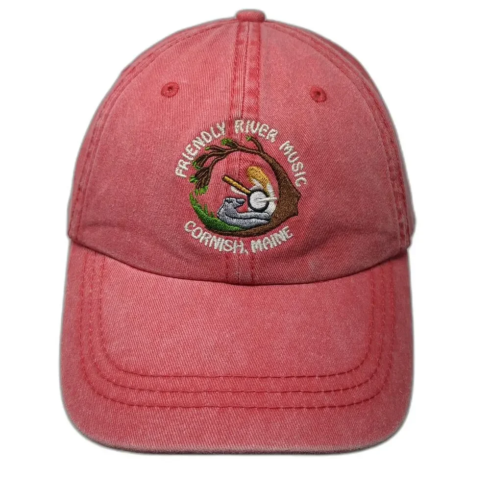 Sportsman Baseball Cap Red One Size Friendly River Music Cornish Maine Logo Hat